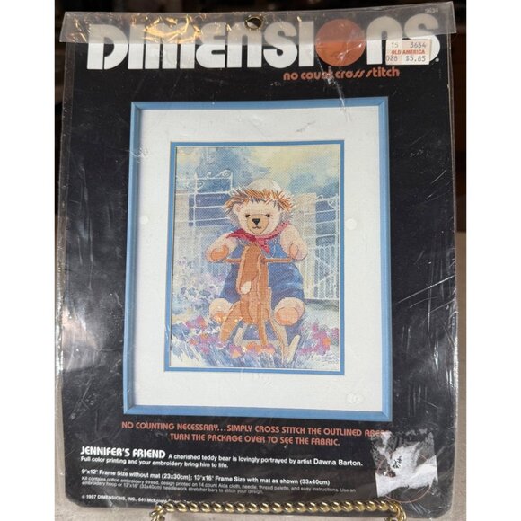 NIP Sealed Jennifer's Friend by DIMENSIONS No Count Cross Stitch Kit TeddyBear - Picture 1 of 6